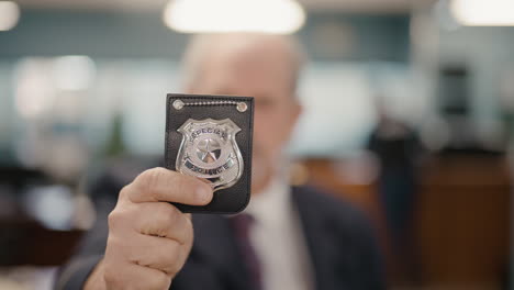 Police-officer-lowering-badge-close-up-slow-motion