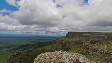 Clouds-fly-in-timelapse-over-rugged-Bolivia-Amazon-escarpment-cliff