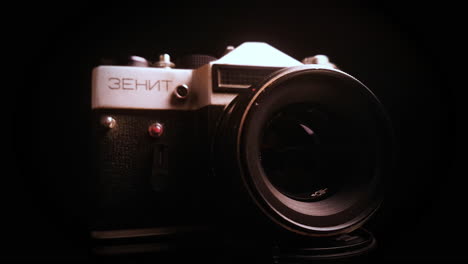 Zenit-ET-Old-Vintage-Russian-Analog-Photo-Camera,-Close-Up