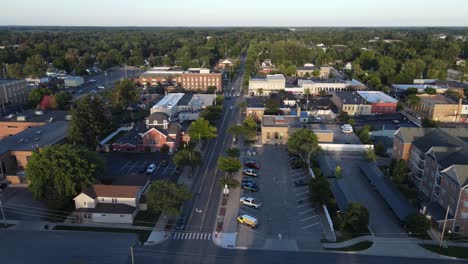 Aerial-drone-view-of-Clare-town,-Michigan,-USA