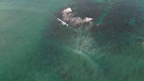 Turquoise-Seascape-In-Oahu-Island-In-Hawaii---Aerial-Drone-Shot