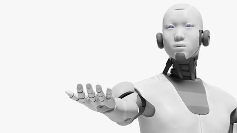 Roboter-Prototyp-Cyborg-Hält-über-Handfläche-Leeren-Raum-Für-Werbung-Für-Künstliche-Intelligenz-übernimmt-Konzept