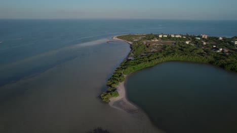 Aerial-Shot-Revealing-Small-Section-of-Large-Costal-Island