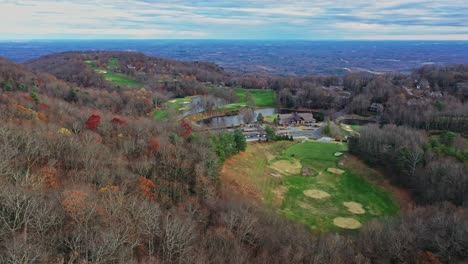 Cinematic-Panorama-of-Glassy-Cliffs,-Landrum,-SC-Drone-Shot