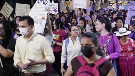 Crowd-of-people-march-to-raise-awareness-for-women's-issues-in-Bolivia