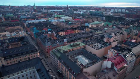 Aerial-Drone-Of-Stockholm-City-center,-Sweden