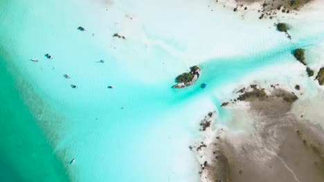 Aerial-view-of-Bacalar-Lagoon,-Bacalar,-Quintana-Roo,-Mexico