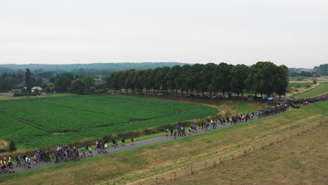 Aerial-view-of-participants-marching-in-Netherlands,-annually-traditional-event