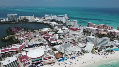 Cancun-bay-and-cityscape,-Yucatan-peninsula,-Mexico