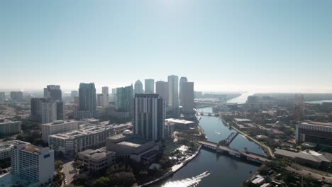 Drone-fly-over-downtown-Tampa-bay-river