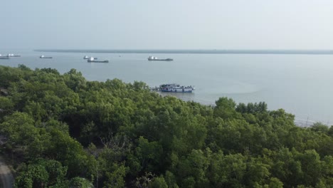 Ariel-view-shot-of-Sundarban,-which-is-one-of-the-biggest-tiger-reserve-forest-in-Asia