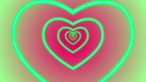 Corazón-Romance-Amor-Animación-Día-De-San-Valentín-Luz-De-Neón-Túnel-Portal-Efecto-Visual-Fondo-Abstracto-Color-Rojo-Verde