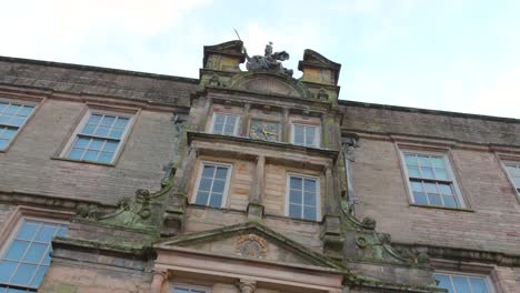 Looking-Up-At-North-Front-Of-Mansion-House-At-Lyme-Park-In-Cheshire,-England