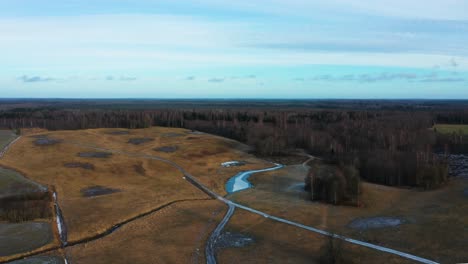 Stimmungsvoller-Abendluftblick-Auf-Gelbes-Ackerland-Und-Wald