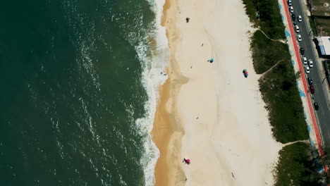 Drone-Footage-of-Jaconé-Beach,-Main-Street,-division-of-Maricá-and-Saquarema-boroughs,-Rio-de-Janeiro,-Brazil