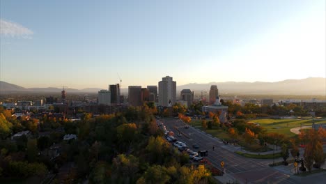 Central-downtown-Salt-Lake-City-with-skyscrapers,-Utah