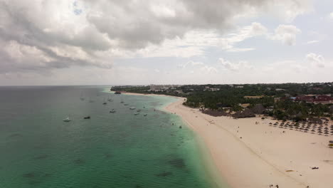 Panorama-of-the-wonderful-beach-of-Zanzibar,-summer-concept,-carefree-holiday,-Africa,-Tanzania