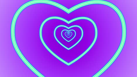 Herz-Romantik-Liebe-Animation-Valentinstag-Neonlicht-Tunnel-Portal-Visueller-Effekt-Hintergrund-Abstrakt-Farbe-Blaugrün-Lila