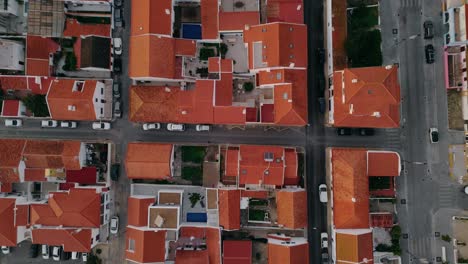 Above-View-Of-Red-Roofscape-In-The-Historic-Town-Of-Lisbon,-Portugal