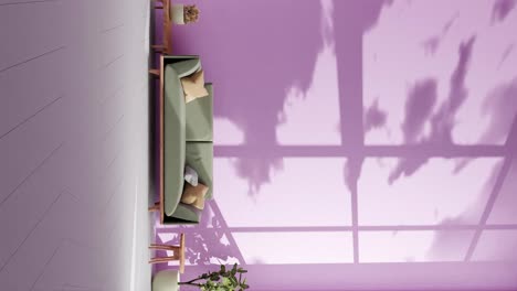 vertical-of-Modern-apartment-living-room-with-couch-and-shadows-of-clouds-moving-on-the-wall-by-gently-summer-wind-breeze-rendering-animation-Architecture-interior-design-concept-Timelapse