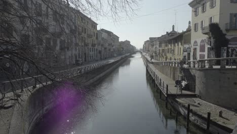 Empty-street-and-canal-of-Milan-during-covid-lockdown
