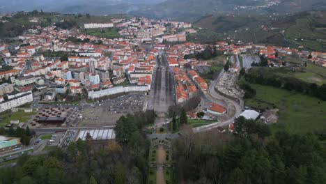Wide-Aerial-of-Lamego-Cityscape,-Viseu,-Portugal