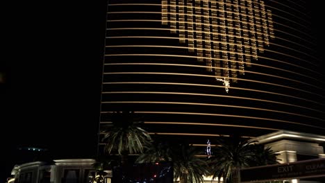 Closed-Wynn-Encore-Hotel-Casino-and-Police-Car-With-Rotation-Lights,-Las-Vegas
