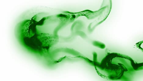 Green-ink-or-other-fluid-cloud-spreading-on-white-surface