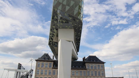 Neo-futurist-Architecture-Of-Iconic-Port-Authority-Building-In-Antwerp,-Belgium