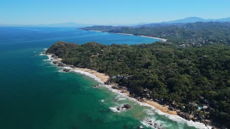 Aerial-view-of-Playa-Carricitos-in-Sayulita,-Mexico