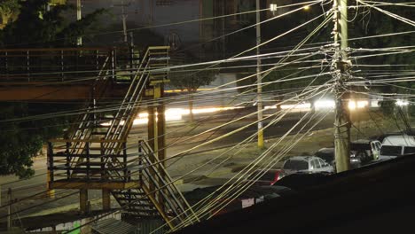 Night-time-lapse-of-traffic-in-the-urban-area-of-the-capital-of-Honduras,-Tegucigalpa