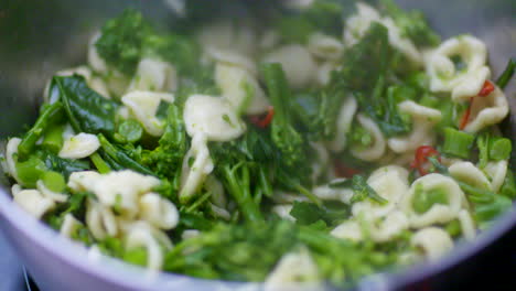 Pasta-cooking-with-broccoli-and-chilli