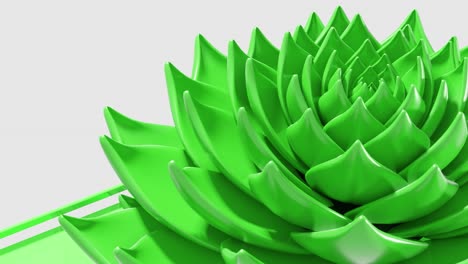 Eine-Digitale-Kunstanimation-Einer-Grünen-Lotusblüte,-Die-Sich-In-Einer-3D-Loop-Darstellung-öffnet