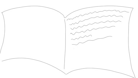 Buchzeichnung-Mit-Schwarzem-Stift-In-Weißer-Hintergrundanimation