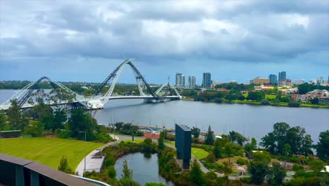 Matagarup-Bridge-over-the-Swan-River-in-Perth,-Western-Australia-from-Optus-Stadium