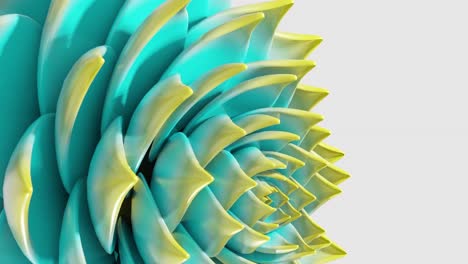 Eine-Digitale-Kunstanimation-Einer-Grünen-Und-Gelben-Lotusblüte,-Die-Sich-In-Einer-Schleife-öffnet,-3D-Rendering-Vertikal