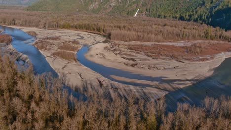 Fluss,-Flussufer-Und-Bäume-Im-Kanadischen-Naturlandschaftshintergrund