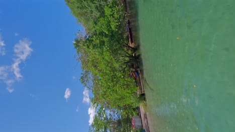 Precioso-Río-Cristalino-Río-Cano-Frío-Cruzando-Un-Bosque-Exótico-En-Un-Día-Soleado,-República-Dominicana