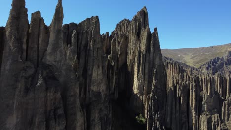 Aerial:-Unique-surreal-eroded-rock-spires-in-high-altiplano-of-Bolivia
