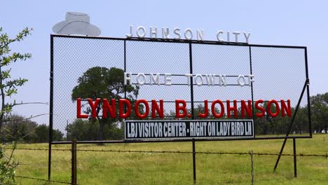 This-is-a-static-editorial-video-of-the-welcome-sign-for-the-city-of-Johnson-City-in-Texas