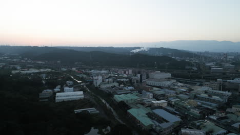 Punch-In-Aerial-View-Industrial-District-Taoyuan-Taiwan-Hazey-Sky-Smoke