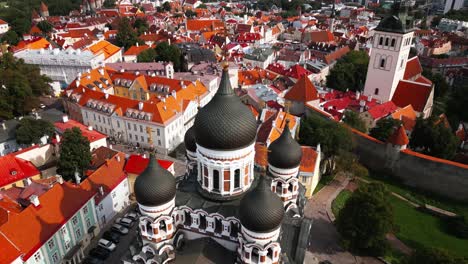 Altstadt,-Alexander-Newski-Kathedrale-Von-Tallinn,-Estland,-Drohne,-Stadtzentrum