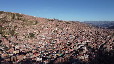 Flyover-of-clear-air-high-altitude-dense-city-of-La-Paz-in-Bolivia