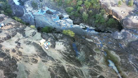 Drone-footage-of-Camping-Ground-with-campers-in-Madhya-Pradesh,-India