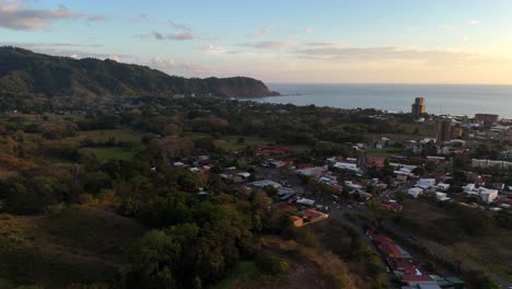 Drone-aerial-footage-of-Jaco-Costa-Rica-rainforest-coast-trees-jungle-Central-America