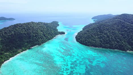 Tropical-Surin-Island-Views-with-Turquoise-Waters-at-Chong-Khat-Bay,-Mu-Ko-Surin-National-Park,-Thailand