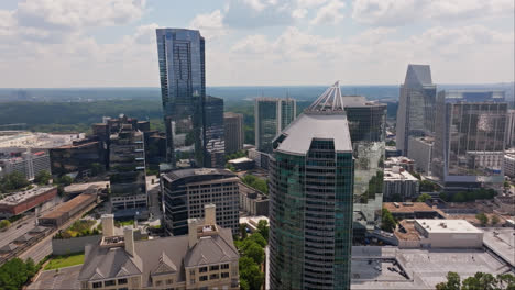 Luxury-Buckhead-District-with-US-Bank-Tower,-Westin-and-luxury-skyscraper-apartments