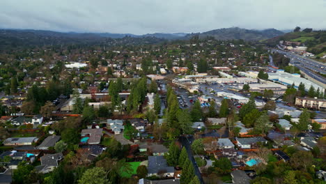 Drone-shot-of-sprawling-California-neighborhoods-with-overcast-skies