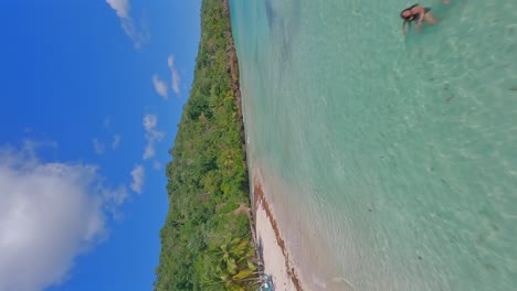 Playa-Rincon-beach-and-Cano-Frio-river-mouth,-Samana-in-Dominican-Republic