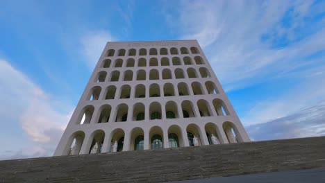 Timelapse-of-Palazzo-della-Civiltà-Italiana-known-as-the-square-colosseum